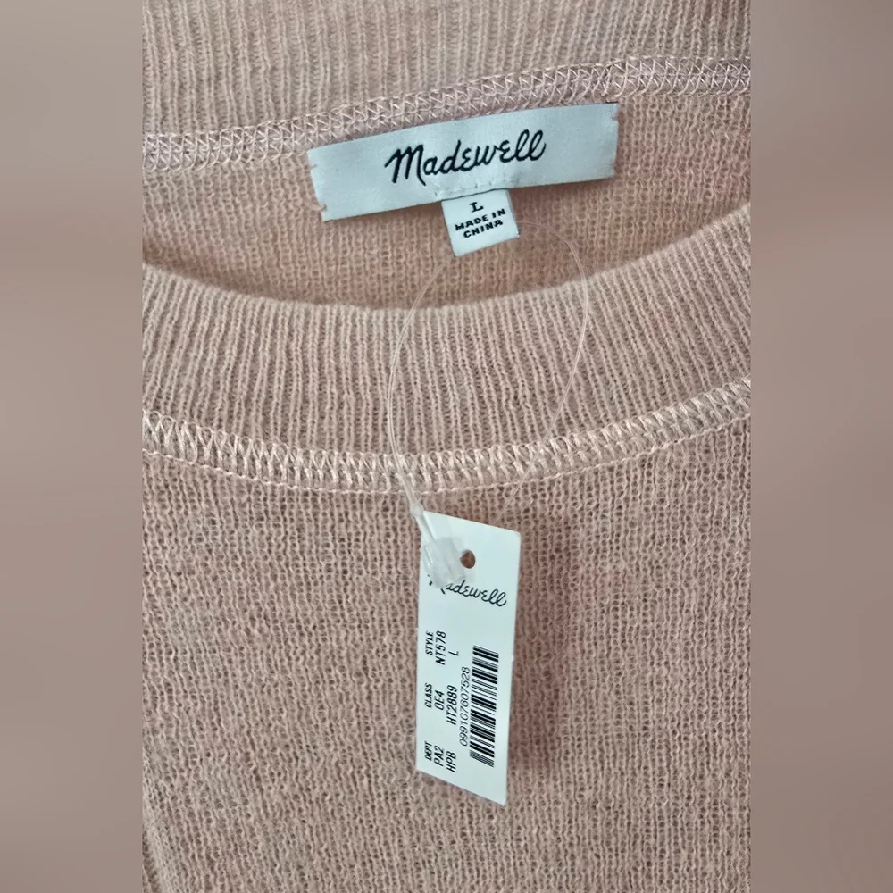 Madewell Pink Crewneck Alpaca blend sweater, Size L. Nwt